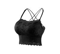 HAOLEI Lace Vest Top with Built in Bra UK Clearance Sexy Camisoles Padded Removable Bralettes Crop Top Crisscross Lace Cami Top Spaghetti Strap Tank Top Undershirts Busiter Lingerie Women