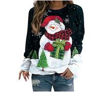 HAOLEI Ladies Christmas Jumper,Funny Graphic Reindeer Xmas Sweatshirt Crew Neck Long Sleeve Pullover Tops Blouse Christmas T Shirt for Women UK