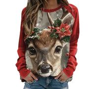 HAOLEI Ladies Christmas Jumpers UK Clearance,Women Christmas Reindeer Jumpers Funny Snowman Print Graphic Sweatshirts Cute Long Sleeve Novelty Hoodies Xmas Holiday Shirt Going Out Pullover Tops