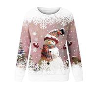 HAOLEI Ladies Christmas Jumpers UK Sale Clearance,Women Christmas Reindeer Jumpers Funny Snowman Print Graphic Sweatshirts Cute Long Sleeve Novelty Hoodies Xmas Holiday Shirt Going Out Pullover Tops