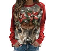 HAOLEI Ladies Christmas Jumpers UK Sale Clearance,Women Christmas Reindeer Jumpers Funny Snowman Print Graphic Sweatshirts Cute Long Sleeve Novelty Hoodies Xmas Holiday Shirt Going Out Pullover Tops