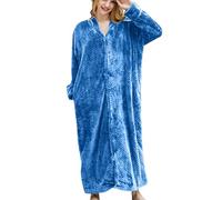 HAOLEI Ladies Fluffy Dressing Gown Super Soft Loungewear Zip Robe for Women Dressing Gowns Fluffy Super Soft Bathrobe Plush Fleece Long Robe Cozy Bath Robe Warm Nightwear Clearance Blue