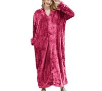 HAOLEI Ladies Fluffy Dressing Gown Super Soft Loungewear Zip Robe for Women Dressing Gowns Fluffy Super Soft Bathrobe Plush Fleece Long Robe Cozy Bath Robe Warm Nightwear Clearance Hot Pink