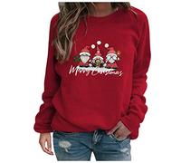 HAOLEI Ladies Xmas Jumpers UK Clearance,Funny Christmas Gnome Doll Print Jumper Cute Graphic Novelty Xmas Jumper Shirts Crew Neck Pullover Sweater Tops Blouse Ugly Xmas Sweatshirts for Women