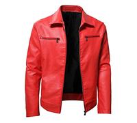 HAOLEI Leather Jacket Mens,Faux Leather Bomber Biker Jackets Clearance Casual Smart Stand Collar Full Zip Motorcycle Jacket Plain Zipper Trucker Cycling Jacket Coat for Men UK Size 8-22