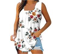 HAOLEI Leopard Tank Tops Women UK,Ladies Vest Tops Graphic Shirts Square Neck Sleeveless Summer Tops Going Out Loose Fit Boho T Shirt Longline Blouse Pleated Flounce Tunic Cami Shirts Camisoles Top