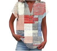 HAOLEI Linen Tops for Women UK,Women's Summer Cotton Linen Cap Sleeve T-Shirt Ladies Button V Neck Tunic Tops Baggy Graphic Casual Loose Shirts Trendy Blouse Vacation Outfits Sale Clearance