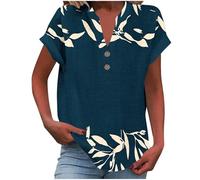 HAOLEI Linen Tops for Women UK,Women's Summer Cotton Linen Cap Sleeve T-Shirt Ladies Button V Neck Tunic Tops Baggy Graphic Casual Loose Shirts Trendy Blouse Vacation Outfits Sale Clearance