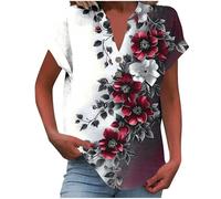 HAOLEI Linen Tops for Women UK,Women's Summer Cotton Linen Cap Sleeve T-Shirt Ladies Button V Neck Tunic Tops Baggy Graphic Casual Loose Shirts Trendy Blouse Vacation Outfits Sale Clearance