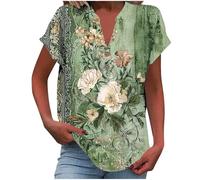 HAOLEI Linen Tops for Women UK,Women's Summer Cotton Linen Cap Sleeve T-Shirt Ladies Button V Neck Tunic Tops Baggy Graphic Casual Loose Shirts Trendy Blouse Vacation Outfits Clearance