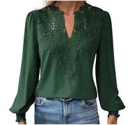 HAOLEI Long Sleeve Tops for Women UK Elegant Petite Lace V Neck Blouse Shirts Plain Swiss Dot Tunic Tops Dressy Casual Outfits Work Y2K Clothes Going Out Tops Ladies Sale Clearance Size 8-16 Green