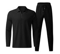 HAOLEI Men 2 Piece Tracksuit Set Jogging Sweatsuit Workout Athletic Casual Quarter Zip Sweat Suit Cotton Sweatsuit Pullover Running Jogging Bottoms Sets Gym Exercise Sportswear Plain Loungewear