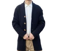 HAOLEI Men Knitted Cardigan Deals of The Day Chunky Cable Knit Woolen Coats Button Stand Collar Jacquard Sweater Thick Warm Long Sleeve Slim Casual Jacket Coat V Neck Knitwear Outerwear