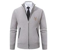 HAOLEI Mens Cardigan Sweater Full Zip Casual Mock Neck Ribbed Knitted Wool Jumpers Regular Fit Long Sleeve Lightweight Winter Cashmere Business Casual Chunky Sweaters Jackets Coats Oversized Beige