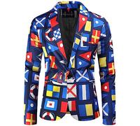 HAOLEI Men's Casual Floral Print Blazers UK Sale Wedding Business Formal Jackets Lightweight Regular Fit Blazer Classic Chic Tuxedo Jacket One Button Fashion Stylish Suit Plus Size S-4XL