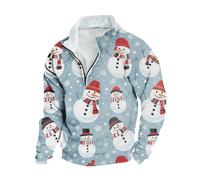 HAOLEI Mens Christmas Jumpers UK Sale Clearance, Fleece Lined Quarter Zip Jumper Men Funny Xmas Sweatshirt Novelty Nordic Jumpers Print Pullover Sweater Fleece Plush Tops Plus Size S-5XL