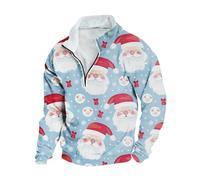 HAOLEI Mens Christmas Jumpers UK Sale Clearance, Fleece Lined Quarter Zip Jumper Men Funny Xmas Sweatshirt Novelty Nordic Jumpers Print Pullover Sweater Fleece Plush Tops Plus Size S-5XL