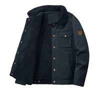 HAOLEI Mens Coats and Jackets Winter Clearance,Teddy Fleece Lined Biker Jacket Lapel Thick Warm Military Cowboy Parka Coats Long Sleeve Button Down Plain Outdoor Outwear Coat for Men UK Size 10-24