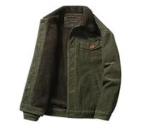 HAOLEI Mens Coats and Jackets Winter Clearance,Teddy Fleece Lined Corduroy Jacket Lapel Thick Warm Military Cowboy Coats Long Sleeve Button Down Plain Outdoor Outwear Coat for Men UK Size 10-22