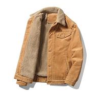 HAOLEI Mens Coats and Jackets Winter Clearance,Teddy Fleece Lined Corduroy Jacket Lapel Thick Warm Military Cowboy Coats Long Sleeve Button Down Plain Outdoor Outwear Coat for Men UK Size 10-22