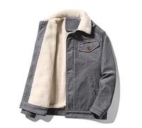 HAOLEI Mens Coats and Jackets Winter Sale Clearance,Teddy Fleece Lined Corduroy Jacket Lapel Thick Warm Military Cowboy Coats Long Sleeve Button Down Plain Outdoor Outwear Coat for Men UK Size 10-22