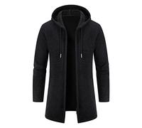 HAOLEI Mens Coats and Jackets Winter Sale Clearance,Trench Coat Men with Hood Mid Length Thick Wool Overcoat Regular Fit Cardigan Sweater Coat Peacoat Business Casual Duffle Coats Size 10-20