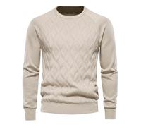 HAOLEI Men's Jumpers Clearance,Crew Neck Jumper for Men UK Cable Knitted Wool Jumper Lightweight Plain Work Slim Fit Long Sleeve Casual Autumn Winter Warm Pullover Sweater Top Size 8-16 Khaki