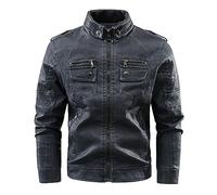 HAOLEI Mens Leather Jackets Motorcycle Bomber Jacket Faux Leather Zip Up Biker Coat Windproof Warm Military Jackets Waterproof Black Windbreaker Casual Business Motorbike Outwear with Pockets