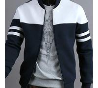 HAOLEI Men's Lightweight Jackets Full Zip Color Block Casual Light Jackets Patchwork Workout Running Athletic Bomber Jacket Sweatshirt Cardigan Varsity Coat with Zipper Plus Size 10-20 Navy