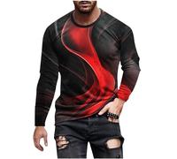 HAOLEI Men's Long Sleeve Tops UK Clearance Lightning Print T Shirt Comfortable Round Neck Tshirts Basic Tee Shirt Casual Regular Fit Breathable Pullover Active Athletic Tops Blouse
