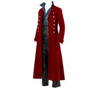 HAOLEI Men's Longline Military Style Button Up Coat Halloween Gothic Steampunk Overcoat Clearance Full Length Winter Casual Outwear Lapel Motorcycle Long Coat Biker Jacket UK Size 8-22