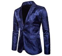 HAOLEI Mens Luxury Floral Tuxedo Jackets Lightweight Regular Fit Blazer Prom Dinner Suit Jacket Shawl Lapel One Button Tuxedo Suits Evening Wear Party Wedding Business Formal Coat Navy