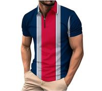 HAOLEI Mens Polos Shirts Short Sleeve UK Clearance Golf Polos Shirts Summer Color Block Tops Half Zip Sports Gym T-Shirt Basic Tee Business Casual Pique Shirts Breathable Workout Tops S-XXL