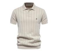 HAOLEI Mens Polos Shirts Short Sleeve UK Clearance Quarter Zip Knitted Cotton T Shirts Summer Plain Short Sleeve Tops Basic Tees Solid Color Buttons Shirts Regular Fit Turn-Down Collar Tshirts