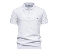 HAOLEI Mens Polos Shirts Short Sleeve UK Clearance Quarter Zip Knitted Cotton T Shirts Summer Plain Short Sleeve Tops Basic Tees Solid Color Buttons Shirts Regular Fit Turn-Down Collar Tshirts