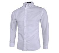 HAOLEI Mens Shirts UK Clearance Long Sleeve Smart Casual Button Down Business Shirts Regular Fit Non Iron Stretch Plain Work Dress Shirt Solid Color Office Oxford Formal Shirt Plus Size 22 White