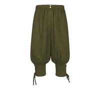 HAOLEI Mens Shorts UK Sale Clearance Renaissance Colonial Pants Medieval Viking Trousers Pirate Cosplay Costume Lace up Shorts Plain High Waist Bloomer Shorts Fancy Costume Army Green