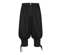 HAOLEI Mens Shorts UK Sale Clearance Renaissance Colonial Pants Medieval Viking Trousers Pirate Cosplay Costume Lace up Shorts Plain High Waist Bloomer Shorts Fancy Costume