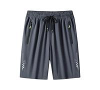 HAOLEI Mens Shorts with Zip Pockets Clearance Summer Sports Training Shorts Lightweight Drawstring Running Shorts Elasticated Waist Breathable Athletic Workout Gym Shorts M-5XL Gray