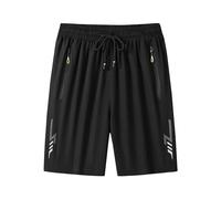 HAOLEI Mens Shorts with Zip Pockets Sale Clearance Summer Sports Training Shorts Lightweight Drawstring Running Shorts Elasticated Waist Breathable Athletic Workout Gym Shorts M-5XL Black