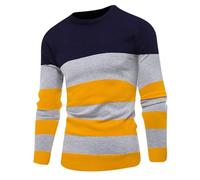 HAOLEI Mens Striped Jumpers Sale Clearance Knitted Sweatshirts Round Neck Jumper Oversized Autumn Winter Warm Casual Smart Work Jumper Long Sleeve Gym Plain Pullover Sweater Tops UK Size L-3XL