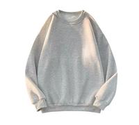 HAOLEI Men's Sweatshirt No Hood Fleece Lined Jumpers Long Sleeve Pullover Sweater Crew Neck Plain Loose Fit Pullover Sweat Tops Casual Lightweight Solid Workout Gym Jumpers Gray