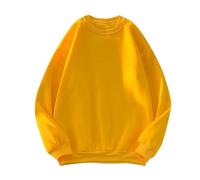 HAOLEI Men's Sweatshirt No Hood Fleece Lined Jumpers Long Sleeve Pullover Sweater Crew Neck Plain Loose Fit Pullover Sweat Tops Casual Lightweight Solid Workout Gym Jumpers Yellow