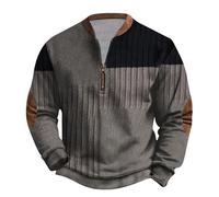HAOLEI Men's Sweatshirt No Hood Long Sleeve Graphic Jumpers Pullover Quarter Zip V Neck Plain Loose Fit Pullover Sweat Tops Retro Printed Casual Lightweight Workout Gym Jumpers