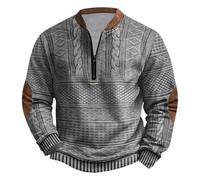 HAOLEI Men's Sweatshirt No Hood Long Sleeve Graphic Jumpers Pullover Quarter Zip V Neck Plain Loose Fit Pullover Sweat Tops Retro Printed Casual Lightweight Workout Gym Jumpers