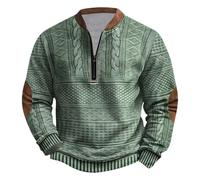HAOLEI Men's Sweatshirt No Hood Long Sleeve Graphic Jumpers Pullover Quarter Zip V Neck Plain Loose Fit Pullover Sweat Tops Retro Printed Casual Lightweight Workout Gym Jumpers