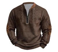 HAOLEI Men's Sweatshirt No Hood Long Sleeve Graphic Jumpers Pullover Quarter Zip V Neck Plain Loose Fit Pullover Sweat Tops Retro Printed Casual Lightweight Workout Gym Jumpers