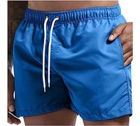 HAOLEI Men's Swimming Shorts - Quick Dry Beach Trunks With Elasticated Waist, Pockets for Surfing, Running, Gym - Blue