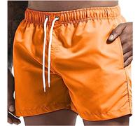 HAOLEI Men's Swimming Shorts UK Clearance - Quick Dry Beach Trunks With Elasticated Waist, Pockets for Surfing, Running, Gym - Orange