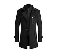 HAOLEI Mens Winter Coat Sale Clearance,Trench Coat for Men Mid Length Thick Wool Overcoat Regular Fit Double-Layer Military Peacoat Business Casual Duffle Coats Size 10-20